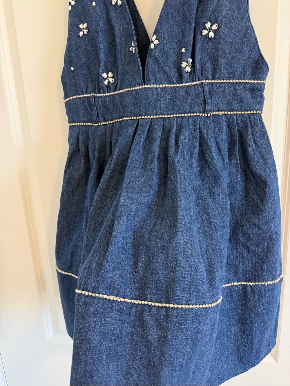 Free People Blue Denim Embroidered Mini Dress - Picture 5 of 6
